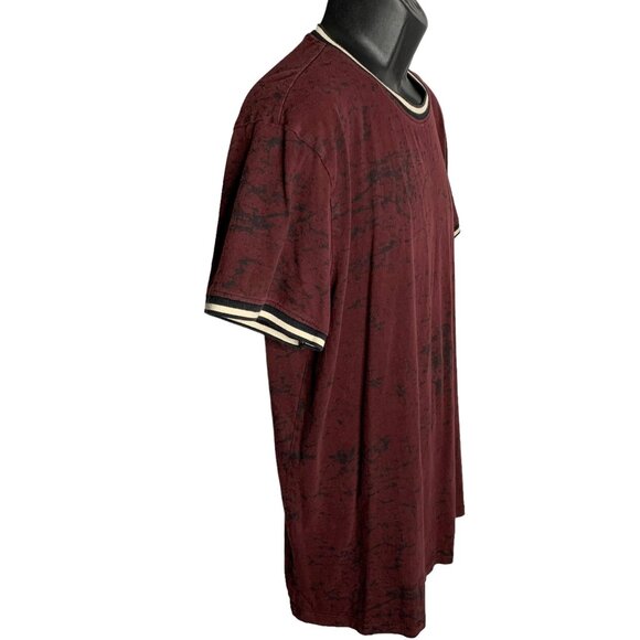 Five Point Ind Short Sleeve Ringer T Shirt XL Red Black Marbled Stretch Cotton - Picture 5 of 5